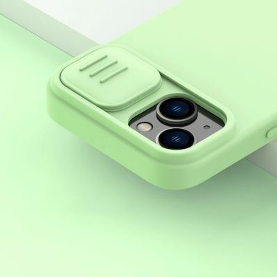 8. Nillkin CamShield Silky Silicone Case iPhone 14 Plus case with camera cover green