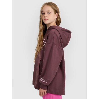 4. Oversized sweatshirt with hood, unzipped, for girls, 4F 4FJRAW25TSWSF2429-51S