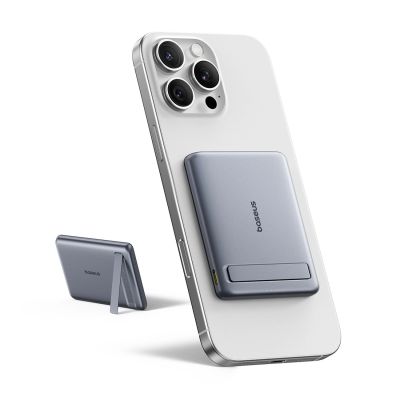 2. Baseus PicoGo AM31 Qi2 5000mAh 20W Ultra-Thin MagSafe Compatible Power Bank with Stand and Baseus Simple USB-C 20cm Braided Cable - Gray