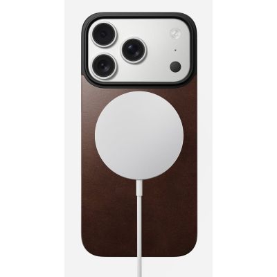 2. NOMAD Magnetic Leather Back - Magnetic case for iPhone 18 Pro / 17 Pro, compatible with MagSafe, Horween leather (rustic brown)