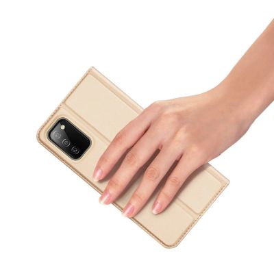 7. Dux Ducis Skin Pro Bookcase type case for Samsung Galaxy A03s golden