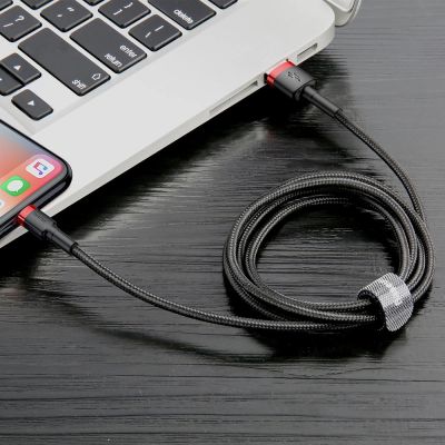 5. Baseus Cafule USB-A / Lightning 2.4A QC 3.0 cable 1 m - black and red