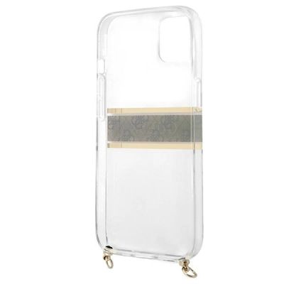 7. Guess GUHCP13SKC4GBGO iPhone 13 mini 5.4" Transparent hardcase 4G Brown Strap Gold Chain