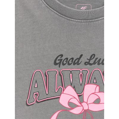 6. Girls' boxy T-shirt with print 4F 4FJRAW26TTSHF4239-22S