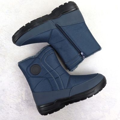 13. Women's flat insulated snow boots, navy blue, Potocki SU33310