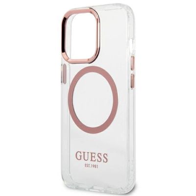 6. Guess Metal Outline MagSafe Case for iPhone 13 Pro / iPhone 13 - Pink