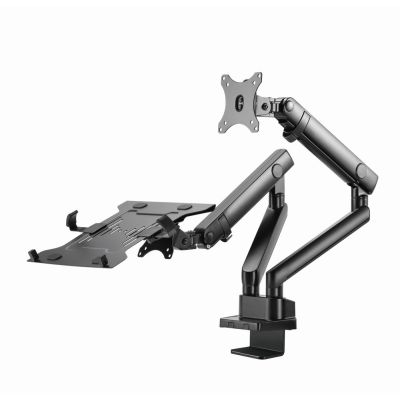 4. GEMBIRD ADJUSTABLE DESK ARM/MOUNT FOR 2 MONITORS + NOTEBOOK SHELF 17–32, VESA 100 X 100 MM, UP TO 8 KG
