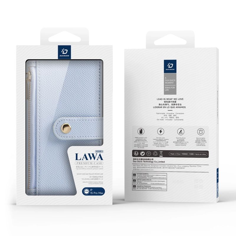 3. Dux Ducis Lawa Leather Case for iPhone 15 Pro Max - Blue