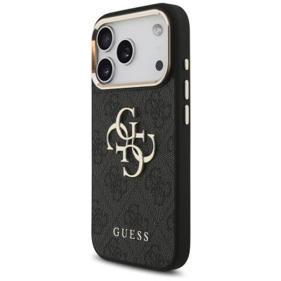 2. Guess 4G Big 4G Classic Logo Case for iPhone 17 Pro - Black and Gold