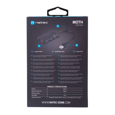 9. Hub NATEC Moth NHU-1342 (4x USB 3.0; black)