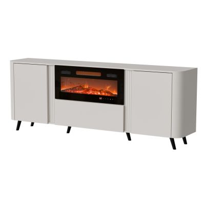 4. VOLARE chest of drawers 200x39x75 cashmere + fireplace