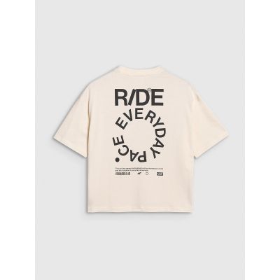 4. Women's oversize printed T-shirt 4F 4FWSS25TTSHF1993-11S