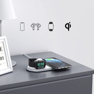 2. Choetech Qi 2in1 wireless charger for smartphones / Apple Watch with stand (MFI) USB Type C white (T317)