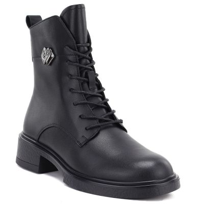 Women's leather ankle boots, black, D&A S.Barski MK62-7014