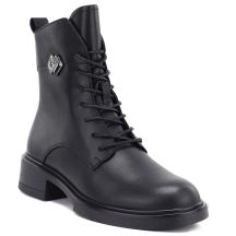 Women's leather ankle boots, black, D&A S.Barski MK62-7014