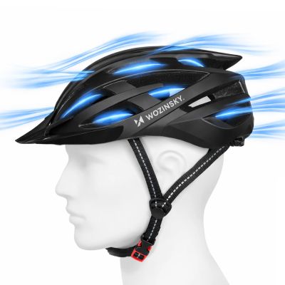 5. Wozinsky MTB Bike Helmet with Removable Visor and Rear USB Light L - Black