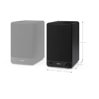 8. Sharp Bookshelf Speakers 2-Way Black Wired and Wireless 60W