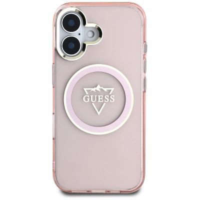 3. Guess IML Metal Mountain Logo MagSafe iPhone 16 Case - Pink