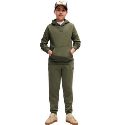 5. Puma ESS Small No. 1 Logo Centered Hoodie for Kids Khaki 692976 86