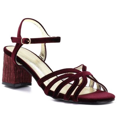 Women's Burgundy Block Heel Sandals D&A by S.Barski SR61-0102