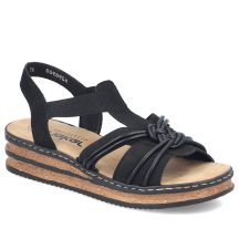 Women's black elastic strap sandals Rieker 62969-00
