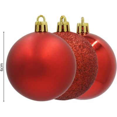 4. DECORATIVE PLASTIC BALL 12 PCS 60MM RED