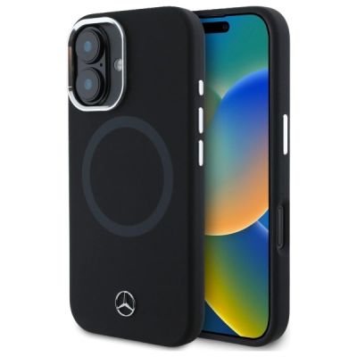 Mercedes MEHMP16S23SUTTK iPhone 16 6.1" black/black hardcase Silicone Tonal Logo MagSafe