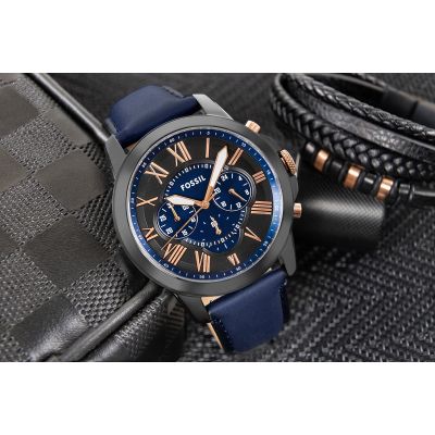 5. FOSSIL Grant Leather Men's Watch FS5061 + BOX