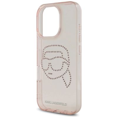 6. Karl Lagerfeld IML Rhinestones Karl Head Case for iPhone 16 Pro Pink