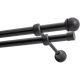 Double Curtain Pole Ø 19 mm, Black, 240 cm, MAX KOWALSKI Knob