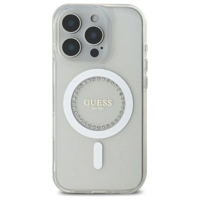 3. Guess IML Rhinestones MagSafe Case for iPhone 16 Pro - White