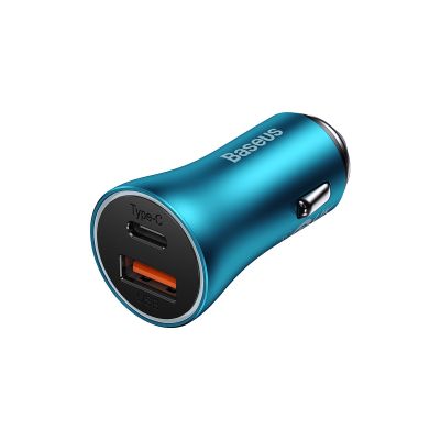 4. Baseus Golden Contactor Max fast car charger USB + USB type C 60 W Quick Charge blue (CGJM000103)