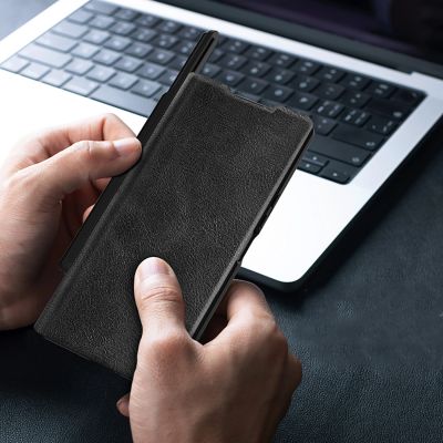 8. Nillkin Qin Pro Case for Samsung Galaxy Z Fold 7 with S Pen Space - Black