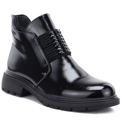 Women's black patent leather ankle boots M.Daszyński MR2501
