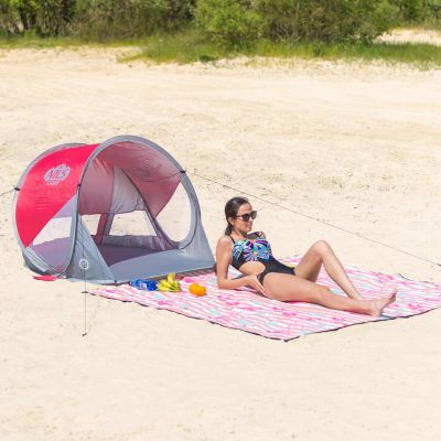 10. NILS CAMP NC3142 Self-Placing Beach Tent Red-Gray