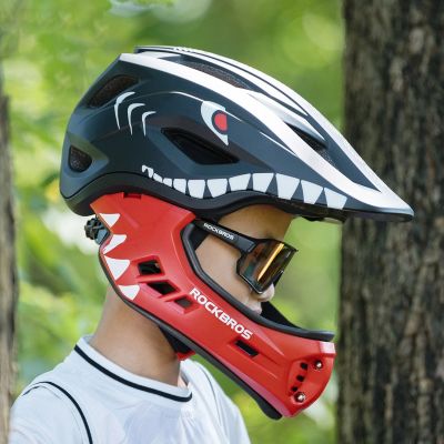2. Rockbros TT-32005 Shark Children's Bike Helmet with Detachable Jaw Size M (54-58) - Black