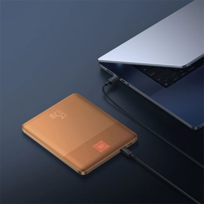 9. Baseus Blade2 12000mAh 65W Powerbank with Digital Display (with Baseus Mini White Series USB-C - USB-C 100W (20V/5A) 50cm White Cable) - Orange