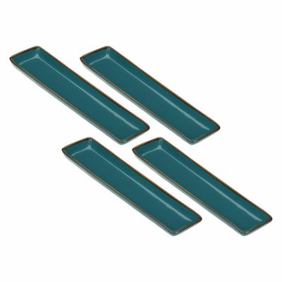 Set of 4 Concerto Ottanio rectangular trays - Blue-green, 32 x 8 cm