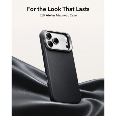 2. ESR Leather Kickstand MagSafe Case for iPhone 18 Pro Max / 17 Pro Max - Black