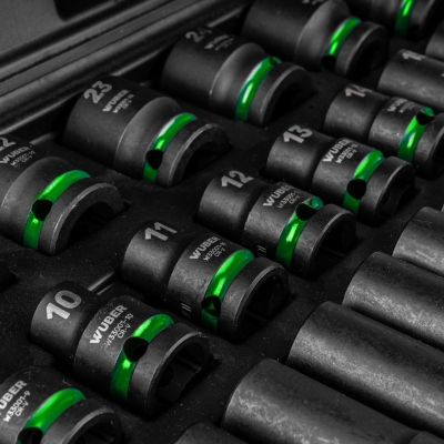 4. 35-Piece Set of Deep Impact Sockets, 1/2", 6-Point, WUBER
