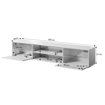 4. TV cabinet SLIDE 200K 200x40xH37 all in white gloss