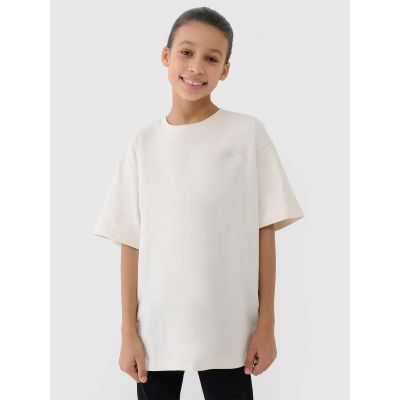 Girls' oversize plain T-shirt 4F 4FJWSS25TTSHF1851-12S