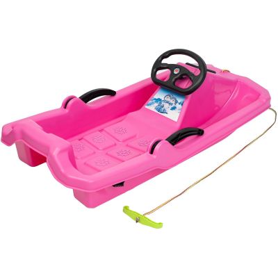 3. PLASTIC SLED WITH BRAKE AND STEERING WHEEL ADAŚ 84x43x25CM PINK