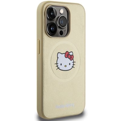 4. Hello Kitty Leather Kitty Head MagSafe case for iPhone 15 Pro - gold