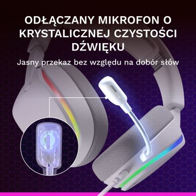 3. Glorious Gaming Glorious GHS Eternal RGB – RGB Stereo Gaming Headphones for PC, PS5, PS4, Switch – Custom-Tuned Drivers, Detachable Microphone, USB-C – Durable, 24/7 Comfort – White