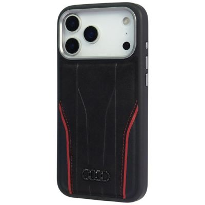 3. Audi R8 Genuine Leather MagSafe Case for iPhone 17 Pro Max - Black and Red