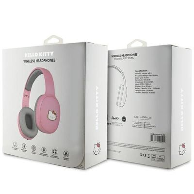 4. Hello Kitty Metal Logo Bluetooth on-ear headphones - pink