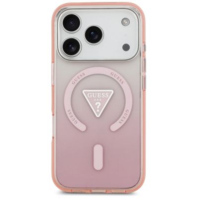 3. Guess IML Gradient Triangle Logo MagSafe Case for iPhone 17 Pro - Pink