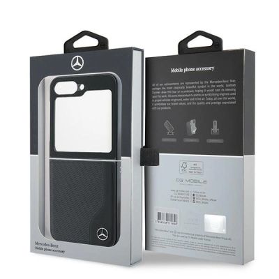 8. Mercedes Leather Wood Imitation MagSafe Case for Samsung Galaxy Z Flip 6 - Black