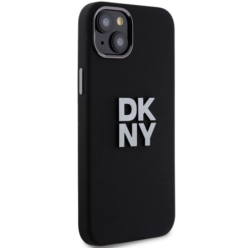 4. DKNY Liquid Silicone Metal Logo iPhone 15/14/13 Case - Black